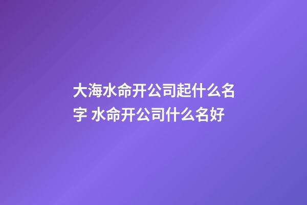 大海水命开公司起什么名字 水命开公司什么名好-第1张-公司起名-玄机派